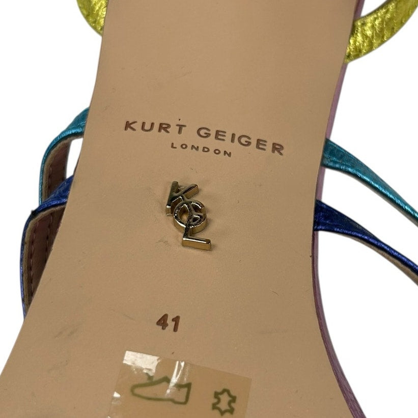 Kurt Geiger Silver Jewel Buckle Rainbow Leather Pierra Heels Womens 41 / US 10