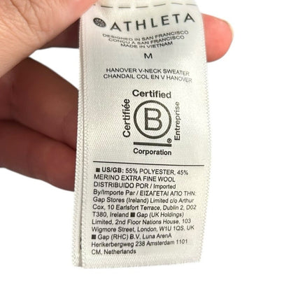 NWT Athleta Black Thermolite Hanover V-Neck Pullover Sweater Womens Size Medium