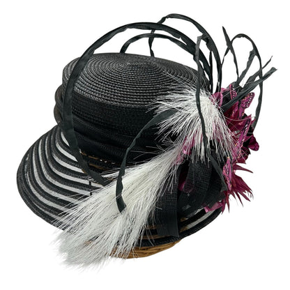 Hat Originals by Becky Black Purple Butterfly Embellished Derby Hat One Size