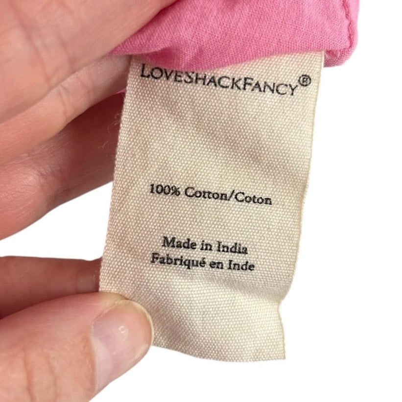 LoveShackFancy Pink Corelli Ruffled Cotton Mini Dress Womens Small
