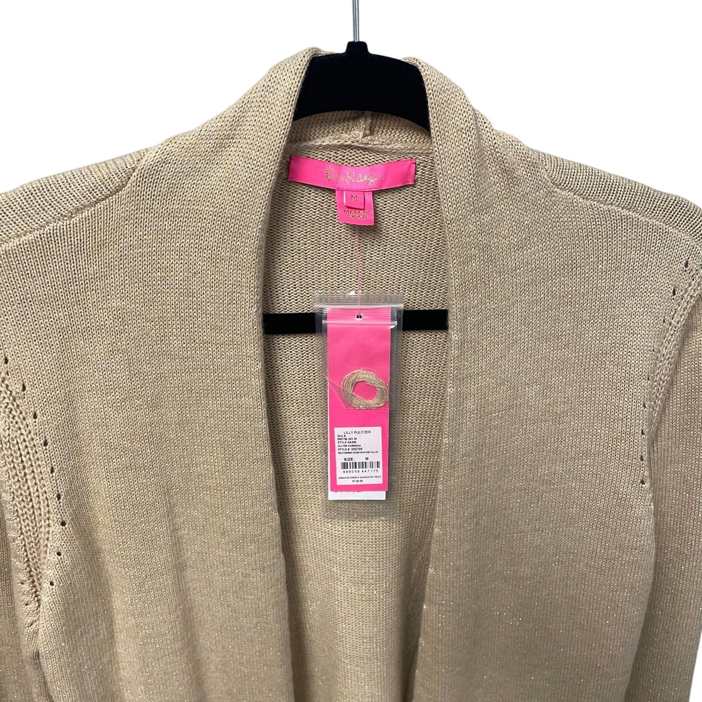 NWT Lilly Pulitzer Allyse Cardigan Heathered Sand Bar Metallic Knit Medium