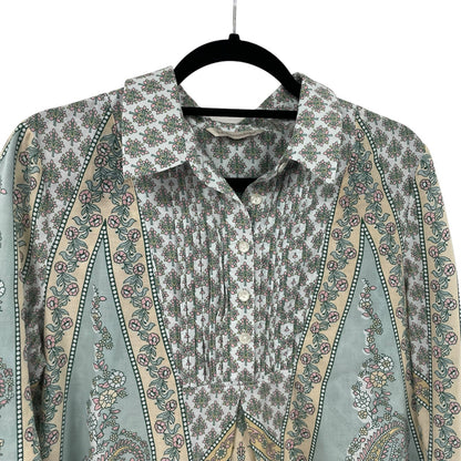 Soft Surroundings Tabitha Long Sleeve Tunic Top Floral Paisley Print Medium