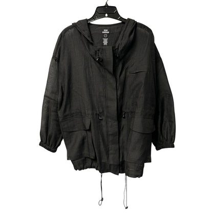 Good American Black Semi Sheer Hooded Drawstring Jacket Womens 2 / Medium