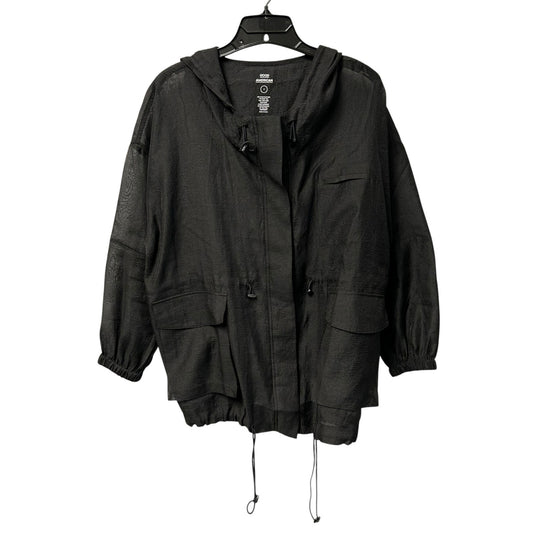 Good American Black Semi Sheer Hooded Drawstring Jacket Womens 2 / Medium