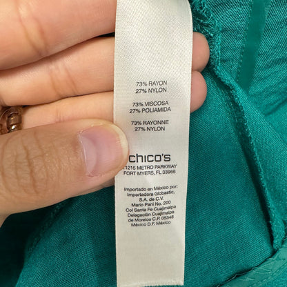 Chico's Green Long Sleeve Open Front Lightweight Blazer Jacket Womens X-Large
