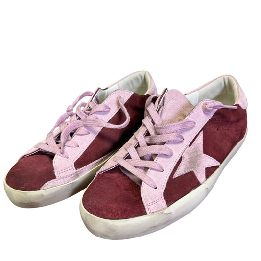 Golden Goose Red Pink Superstar Bicolor Suede Low-Top Sneakers 9