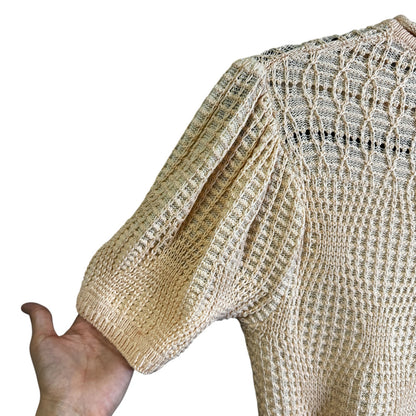 Ulla Johnson in Creme Short Sleeve Crewneck Woven Capri Top Womens Small
