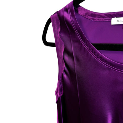 NWT Helmut Lang Purple Sleeveless Ruffle Trim Crewneck Tank Top Womens 4