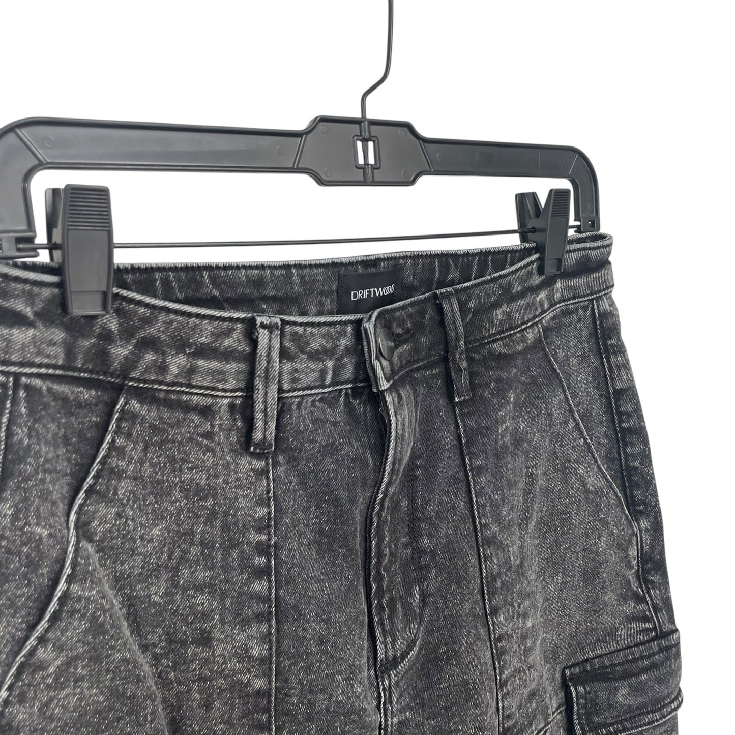 Driftwood Royce Cargo Straight Leg Jean Acid Black Denim Womens Size 4