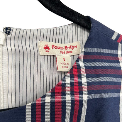 Brooks Brothers Red Fleece Navy Red White Plaid Short Sleeve Dress Womens US 8
