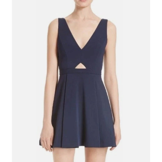 Alice + Olivia Navy Nina Cutout Fit & Flare Sleeveless Mini Dress Womens Size 6
