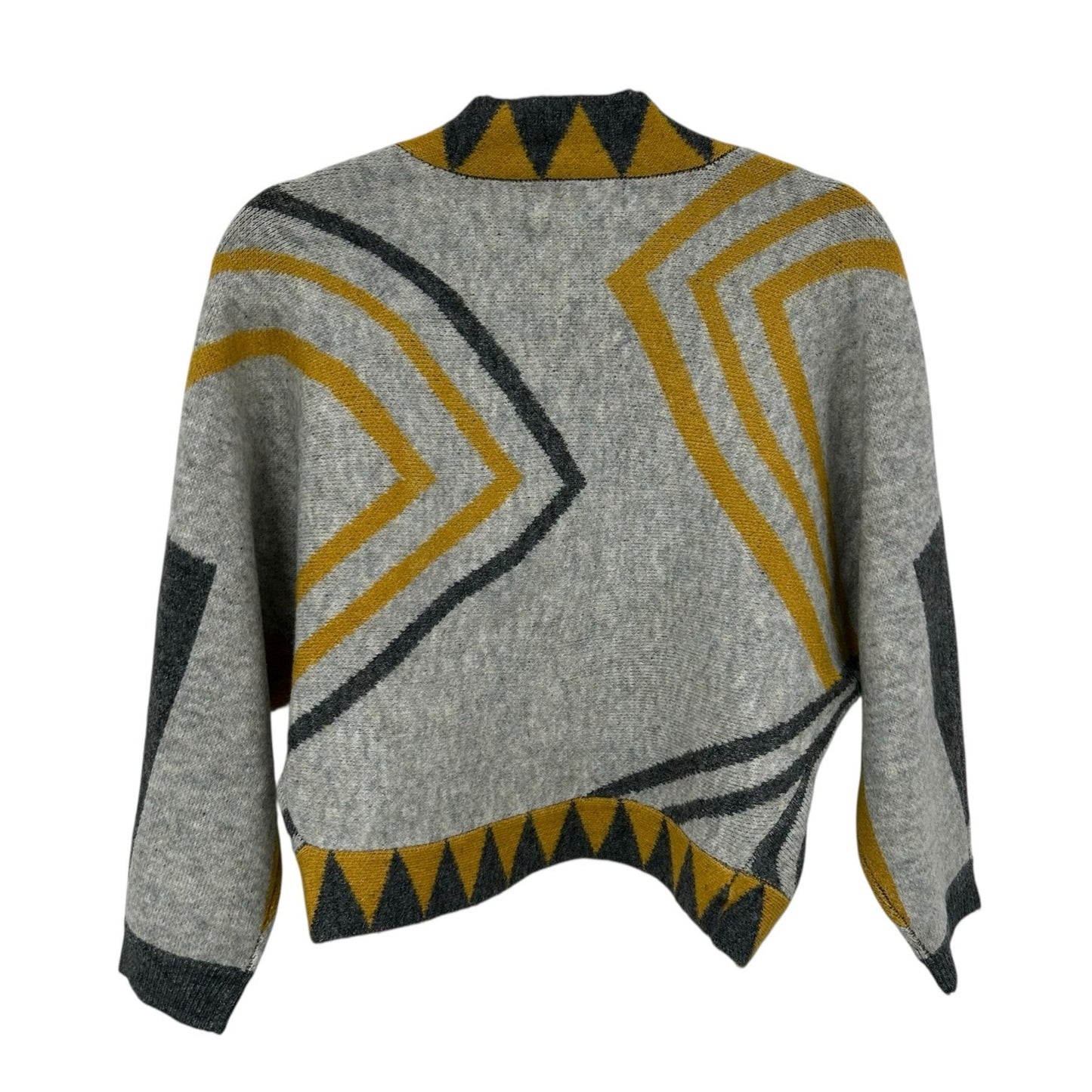 by Anthropologie Yellow Gray Geo Print Pacey Cropped Cardigan Womens One Size