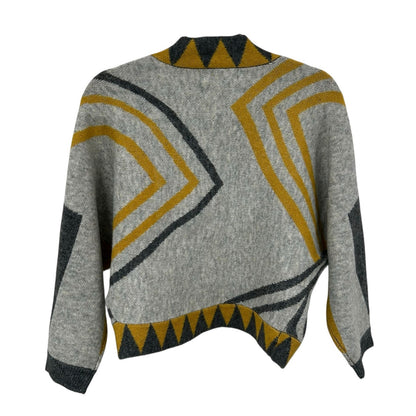 by Anthropologie Yellow Gray Geo Print Pacey Cropped Cardigan Womens One Size