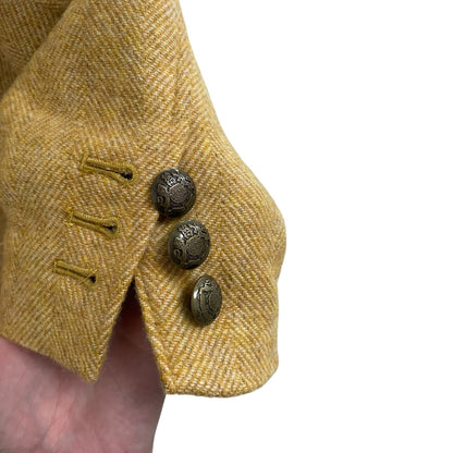 Talbots Button Front Wool Blend Blazer Jacket Dark Yellow Womens Size 2