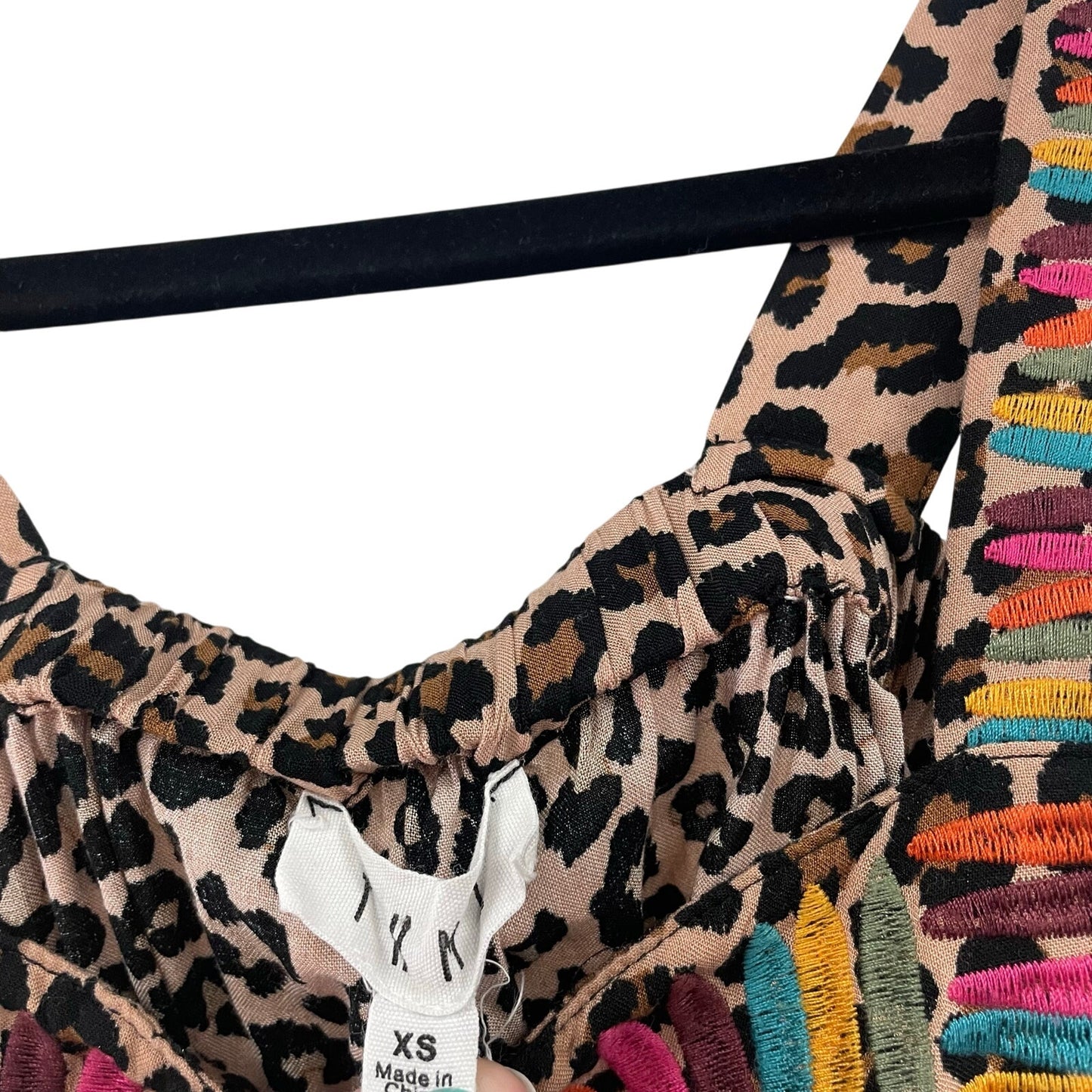 THML Animal Print Multicolor Embroidered Keyhole Cutout Tank Top Womens XS