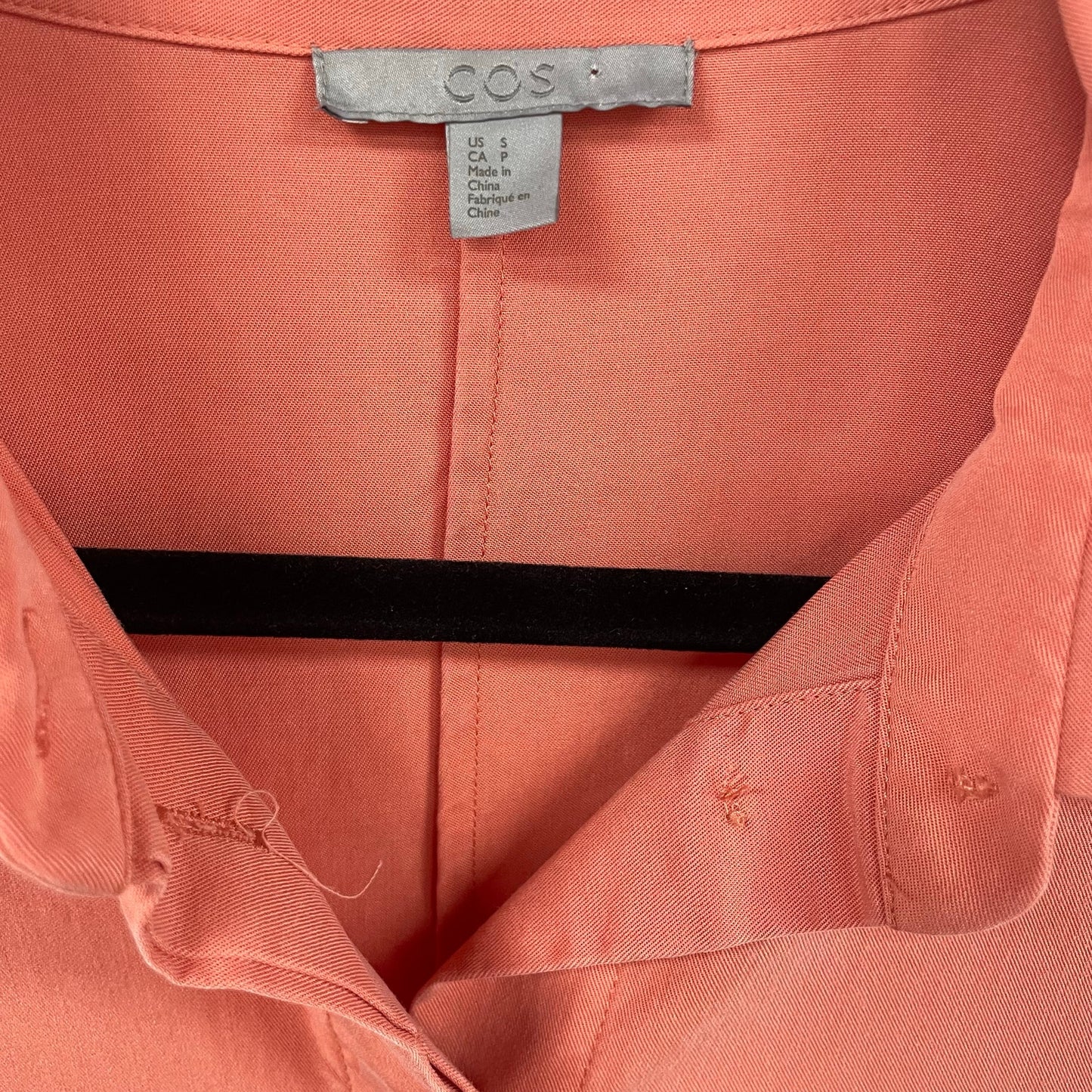 COS 3/4 Sleeve Concealed Button Up Oversized Shirt Orange Womens Size Small