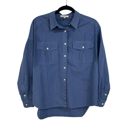 Alex Mill Wash & Go Blue Long Sleeve Button Up Front Pocket Shirt Womens Medium