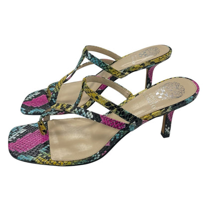 Vince Camuto Soraja Multicolor Square Toe Snakeskin Heeled Strappy Sandal Size 9