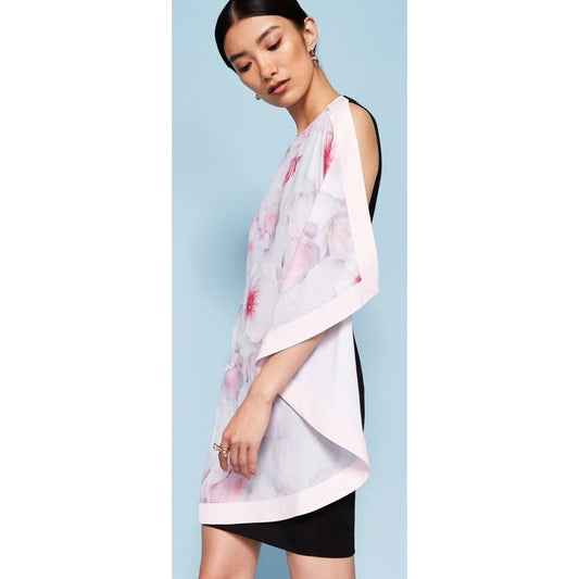 Ted Baker Agostia Chelsea Double Layer Dress Pink Floral Womens 0 / US 2