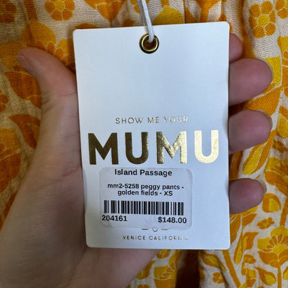 NWT Show Me Your Mumu Yellow Golden Fields Cotton Peggy Pants Womens X-Small
