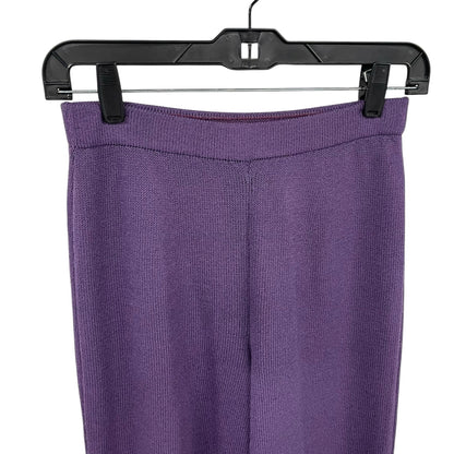 St. John Collection Santana Knit Purple Wide Leg Pull On Pant Womens Size 2
