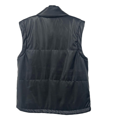 Aqua Black Faux Leather Full Zip Puffer Vest Womens Size Large