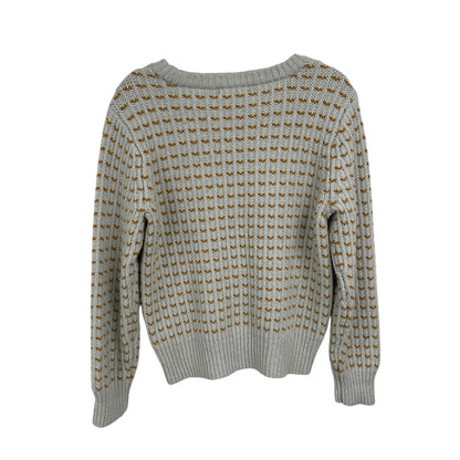 Madewell Heather Blizzard Striped Barfield Crop Fit Sweater Womens Medium