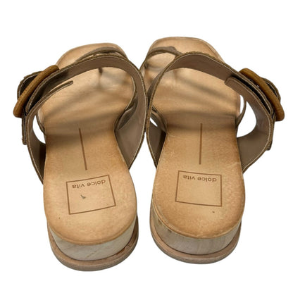 Dolce Vita Cafe Embossed Leather Perris Flat Buckle Sandal Womens 8.5