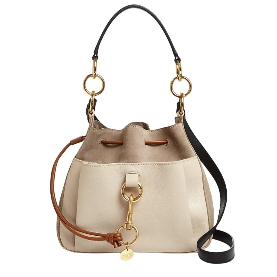 See By Chloe Tony Leather & Suede Drawstring Color Block Shoulder Bag