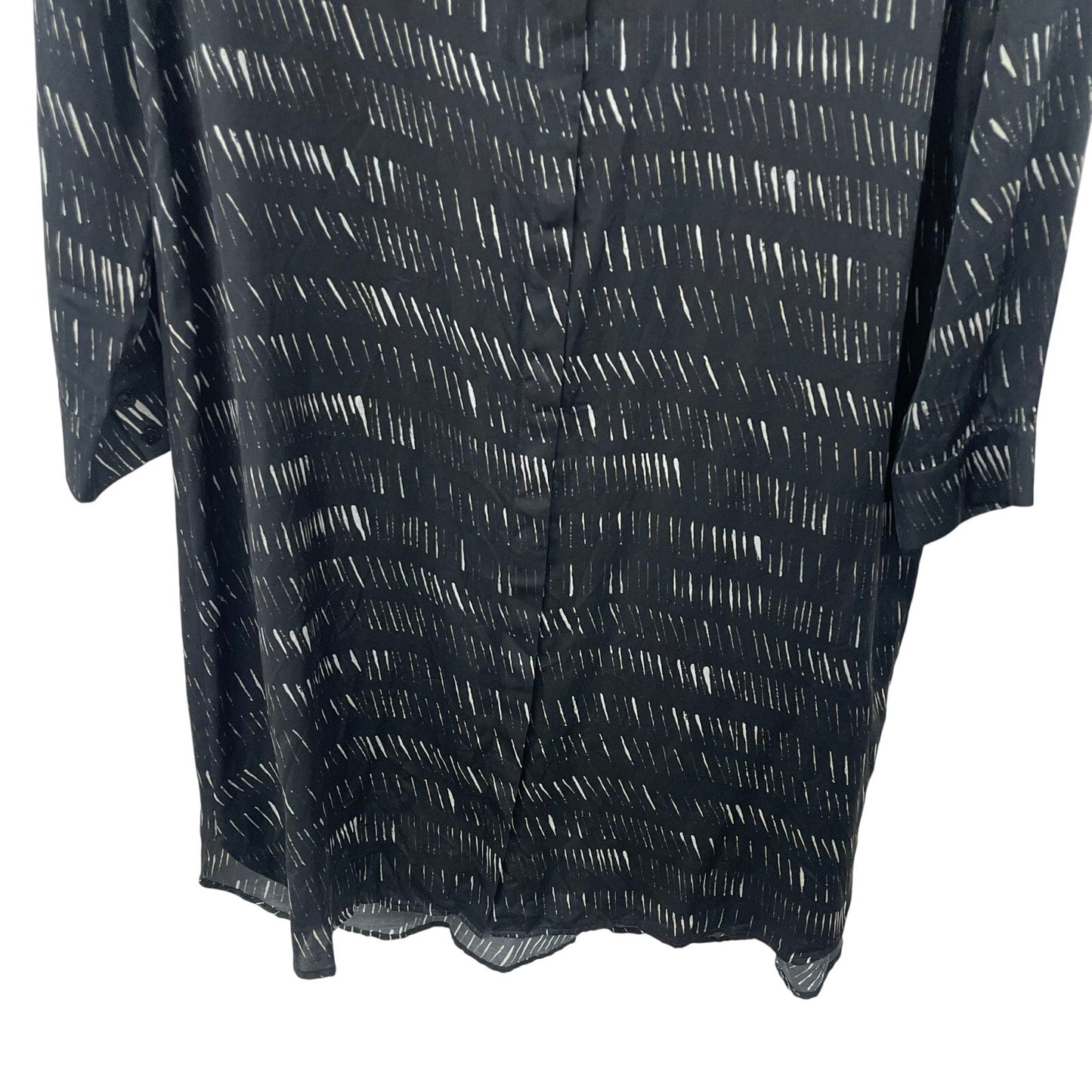 Eileen Fisher Silk Organic Cotton Dash Shirtdress Boxy Fit Black Womens Medium