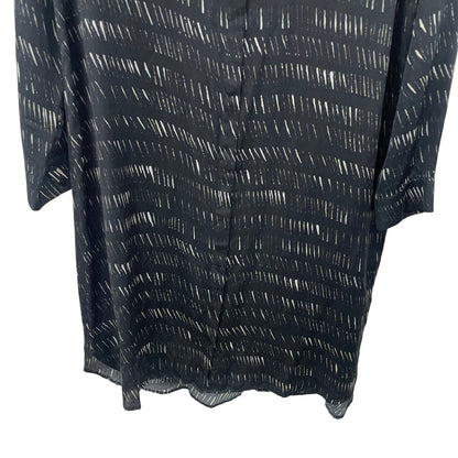 Eileen Fisher Silk Organic Cotton Dash Shirtdress Boxy Fit Black Womens Medium