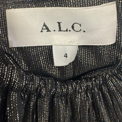 NWT ALC Metallic Sleeveless Halter Scoop Neck Pleated Cecila Maxi Dress Womens 4