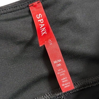 Spanx Black Shiny Faux Leather Mis Rise Pull On Leggings Womens Petite Medium