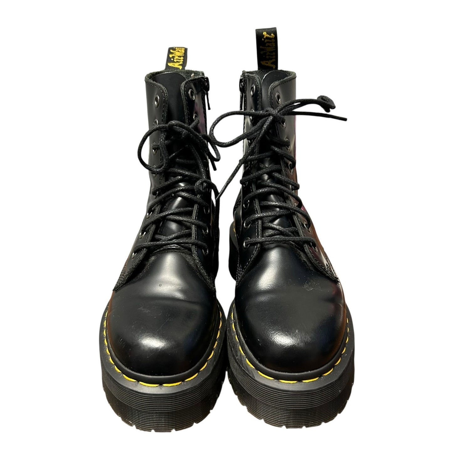 Dr. Martens Black Smooth Leather Platform Lace Up Jadon Boots Womens US 6