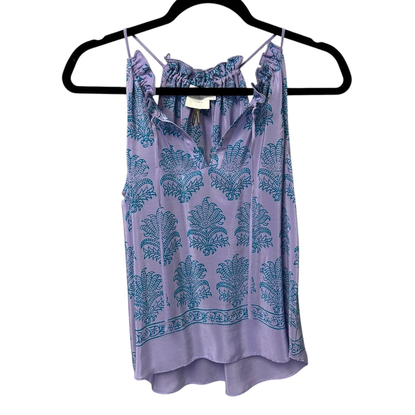 HD in Paris Anthropologie Panorama Front Tie Silk Tank Womens Petite 0