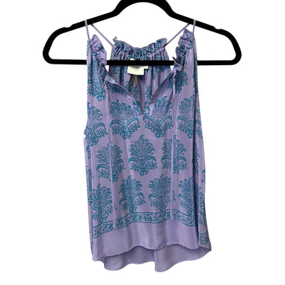 HD in Paris Anthropologie Panorama Front Tie Silk Tank Womens Petite 0