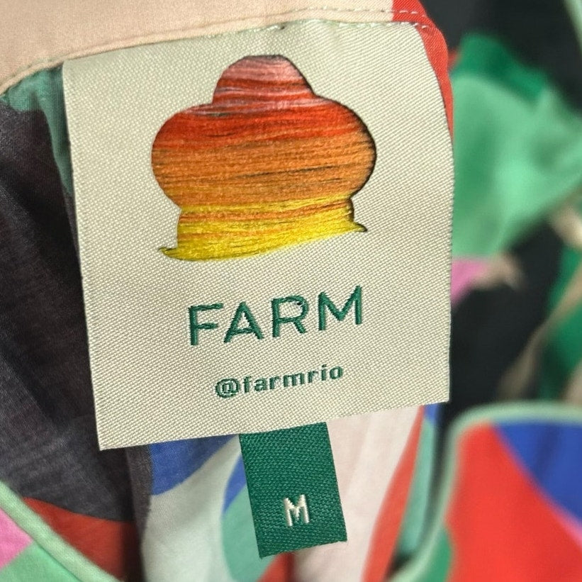 Farm Rio Colorful Monstera Side Zip Cotton Maxi Skirt Womens Medium
