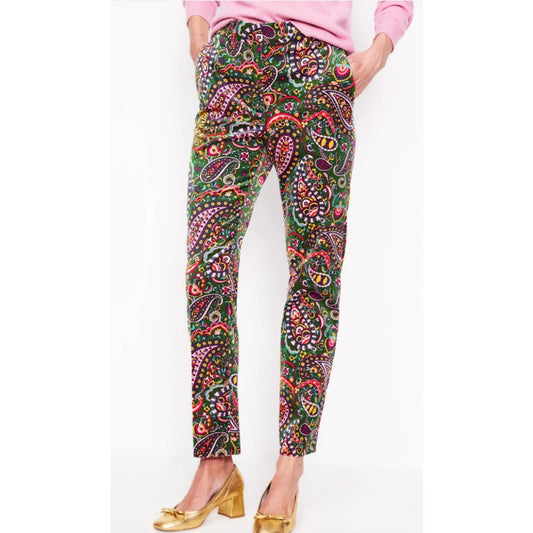 Boden Multicolor Eden Tiger Bloom Paisley Print Kew Velvet Pants Womens Petite 6