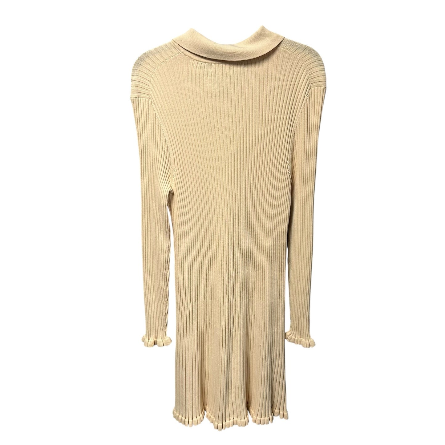 Hill House Long Sleeve Collared Ribbed Rachel Dress in Ivory Womens Size XL