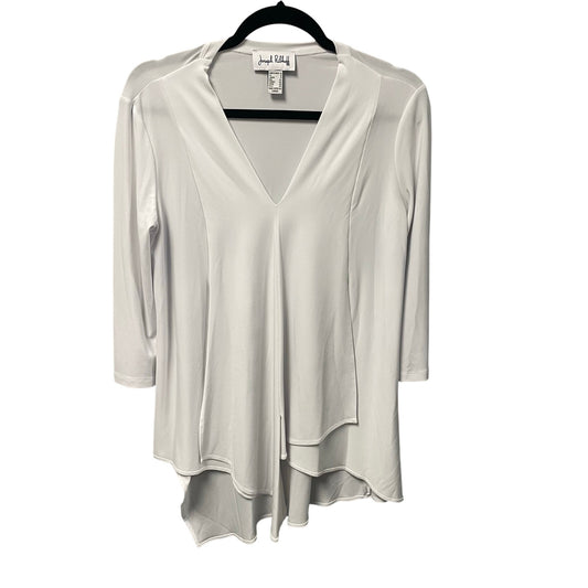 Joseph Ribkoff 3/4 Sleeve V Neck Layered White Stretch Top Womens 6