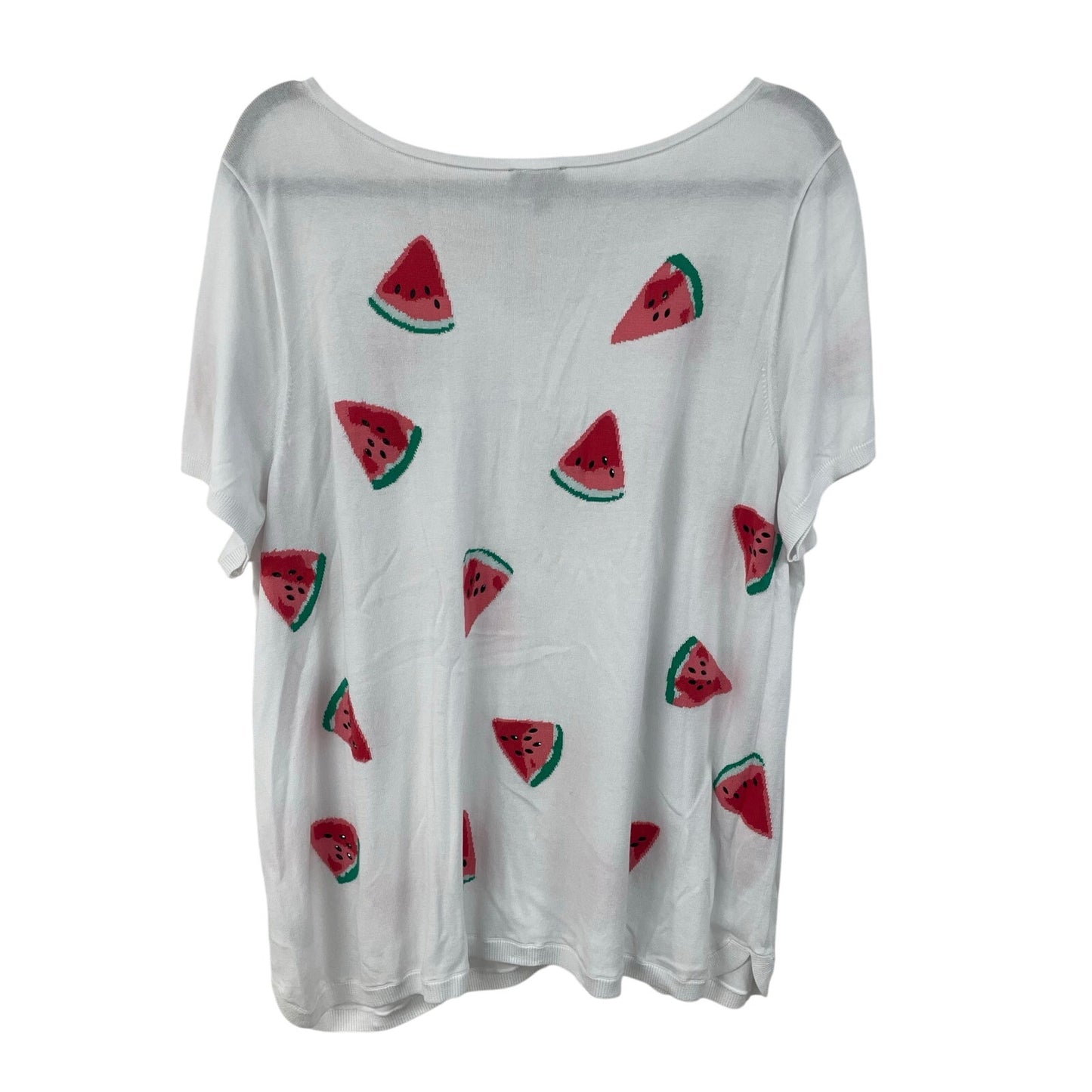 Talbots Split Neck Short Sleeve Watermelon Print Top Womens Plus Size 3X Petite