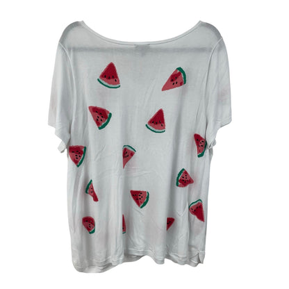 Talbots Split Neck Short Sleeve Watermelon Print Top Womens Plus Size 3X Petite