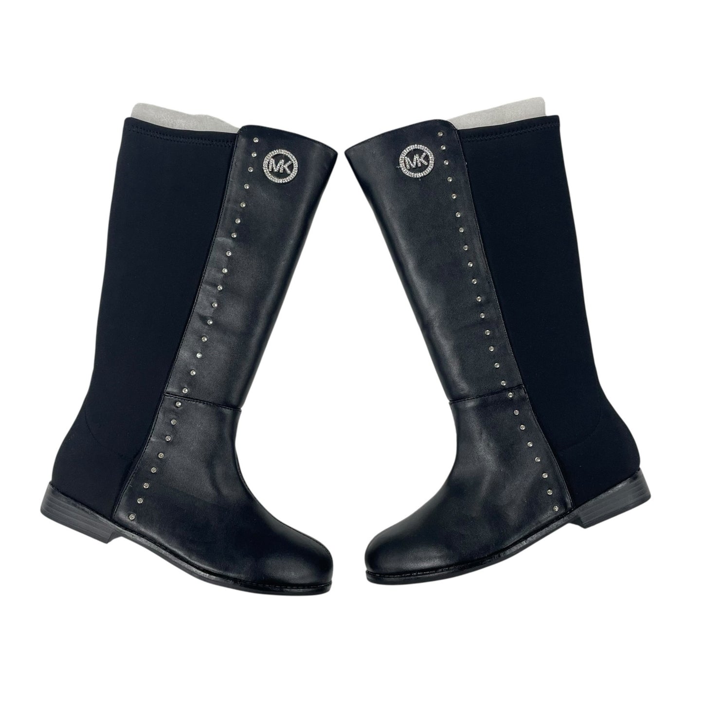 Michael Michael Kors Rhinestone Embellished Logo Tall Inessa Boot Black Womens 4