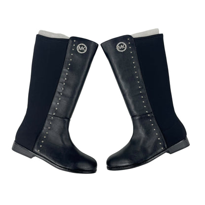 Michael Michael Kors Rhinestone Embellished Logo Tall Inessa Boot Black Womens 4