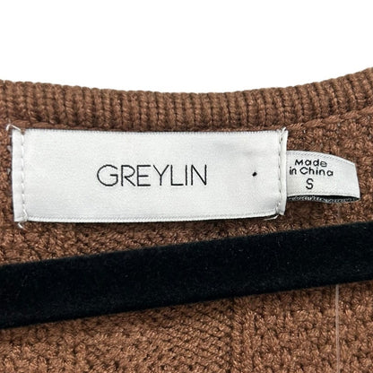 NWT Greylin Anthropologie Brown Wrap Long Sleeve Sweater Dress Womens Small