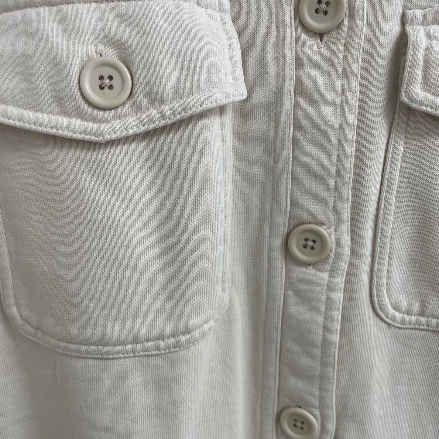 Good American Pure Cotton Button Up Fleece Shacket in Bone Womens XXS / XS AS IS