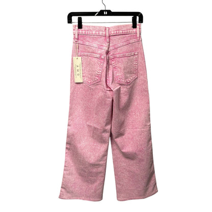 NWT Amo Peony Pink Frida High Rise Wide Leg Long Inseam Jeans Womens 24