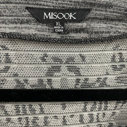 Misook Gray Black White Knit Long Sleeve Cardigan Jacket Womens Size XL AS IS