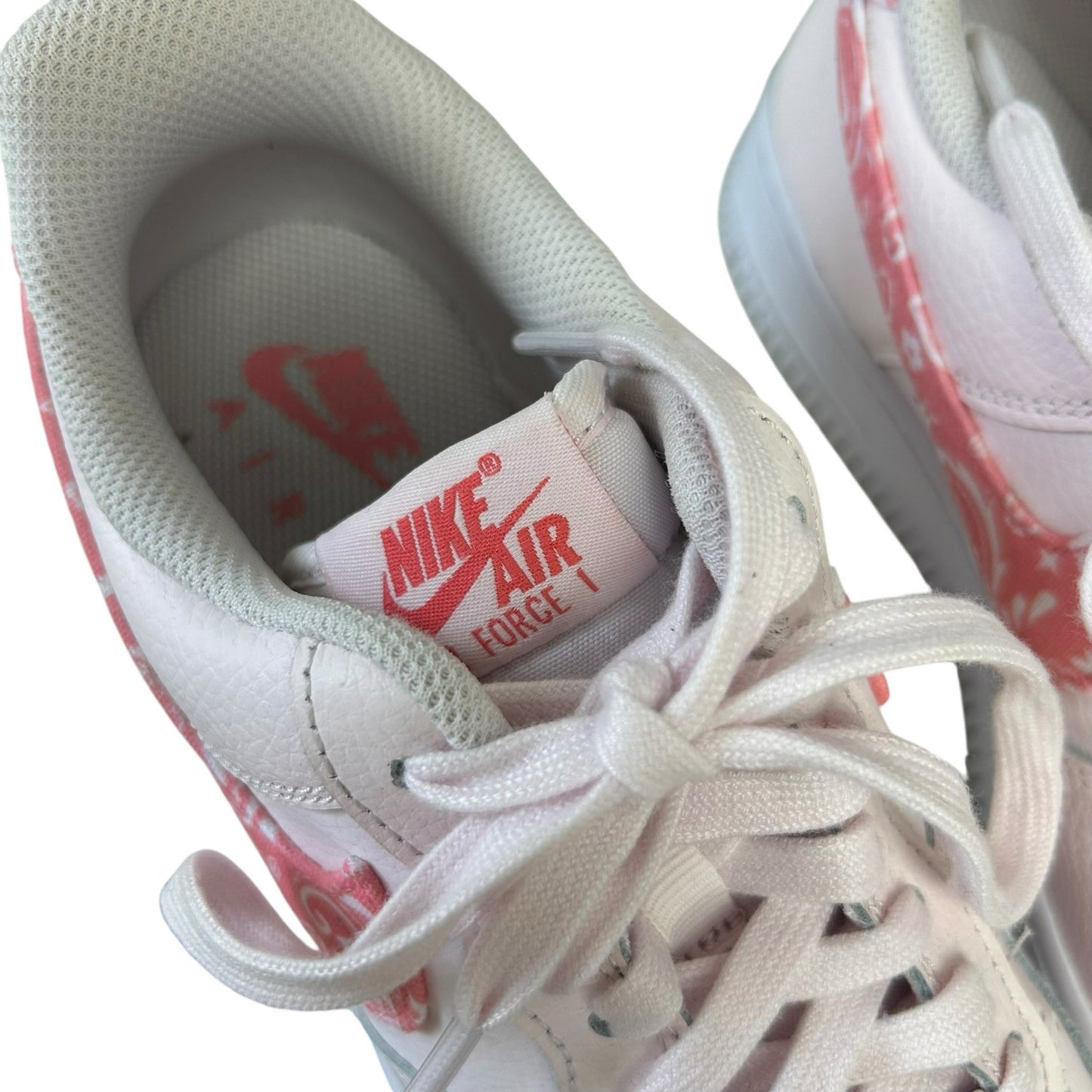 Nike Air Force 1 '07 Pearl Pink Coral White Paisley Lace Up Sneakers Womens 7
