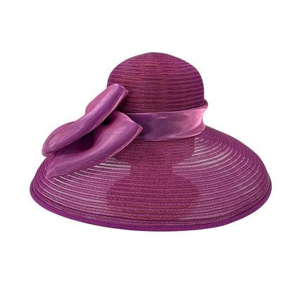Scala Collezione Purple Satin Bow Derby / Easter / Church  Hat One Size